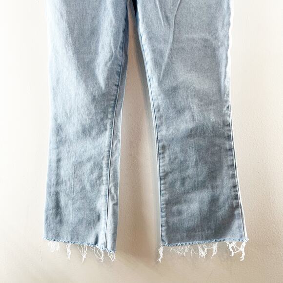 Paige Rory Cotton Blend Denim Frayed Hem Cropped Flare Jeans Blue 28 / 6 - Picture 9 of 9